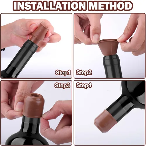 Miniatura 7 de Vodolo Tapón de Vino de Silicona, 4 piezas Sellador Reutilizable e Indestructible para Botellas de Vidrio, Tapones de Vino, Tapón de Vino, Tapón