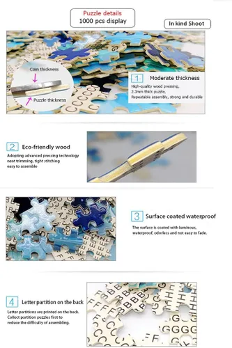 Miniatura 6 de Rompecabezas de 1000 piezas para adultos, rompecabezas de madera de caballito de mar floral, desafío cerebral, juego educativo, relajación