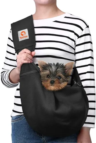 Miniatura 16 de TOMKAS - Transportador de perros estilo canguro para perros pequeños (negro, para mascotas de 2 a 7 libras)
