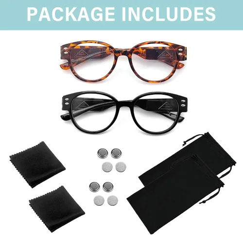 Miniatura 7 de Lectores LED brillantes con lupa de luz, anteojos de bloqueo de luz azul para mujeres y hombres lentes de lectura LED nocturnos+100