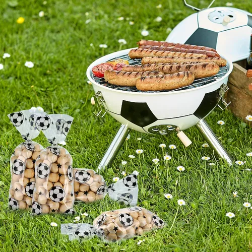 Miniatura 5 de Blulu 100 bolsas de regalo de fútbol, celofán de fútbol, bolsas de golosinas de celofán sellables con calor, bolsas de dulces de fútbol con 100