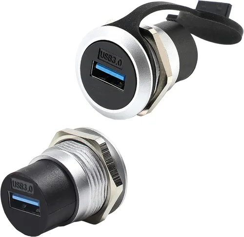 Miniatura 10 de PENGLIN Acoplador de montaje en panel USB 2.0, conector de paso USB, adaptador de extensión de mamparo hembra a hembra con tapón de agua/polvo