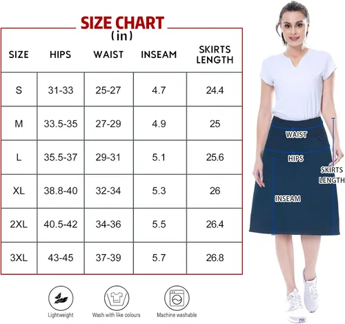 Miniatura 5 de beroy Faldas de falda de longitud media para mujer con 3 bolsillos, faldas modestas para mujer, falda pantalón de 24 pulgadas hasta la rodilla