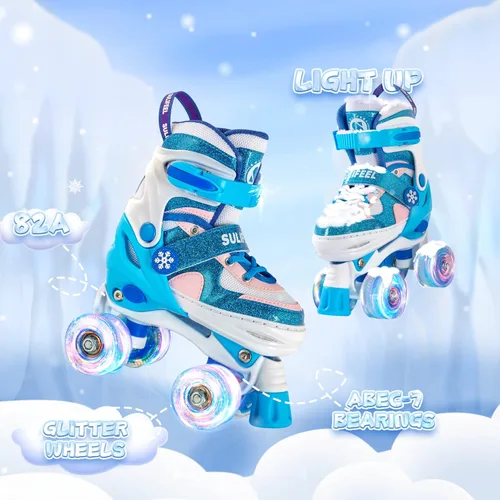 Miniatura 5 de SULIFEEL Rainbow Unicorn - Patines ajustables de 4 tamaños para niñas y niños de 3-5, 5-8, 6-12 años, patines para interiores y exteriores D Nieve