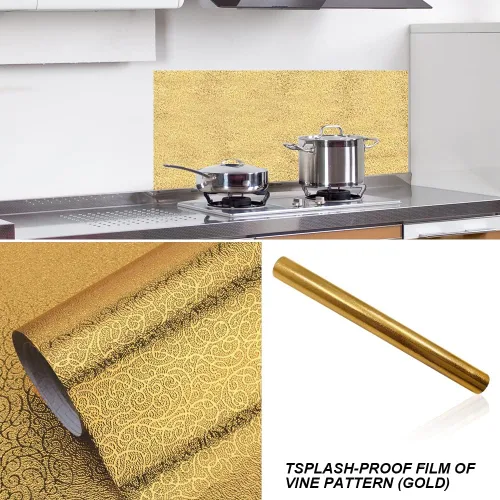 Miniatura 4 de Yitexin Papel tapiz para salpicaduras de cocina, 15.7 x 196.8 pulgadas, papel de contacto, autoadhesivo a prueba de aceite, resistente al calor