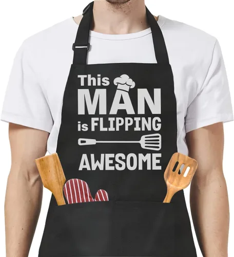 Miniatura 29 de SANDJEST Funny Mens Aprons with Pockets for BBQ Grilling Cooking Grandpa Husband Apron for Birthday Christmas Father's Day funny 7