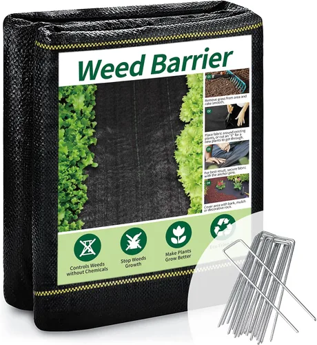 1.3 pies x 50 pies de tela negra de barrera de malezas para paisaje, tela premium para jardín, tela resistente tejida con permeabilidad superior,