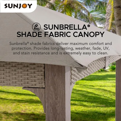 Miniatura 4 de Sunjoy Cenador de 11 pies x 13 pies con toldo de tela Sunbrella para patio, marco de acero de 2 niveles con parte superior suave de 2 niveles