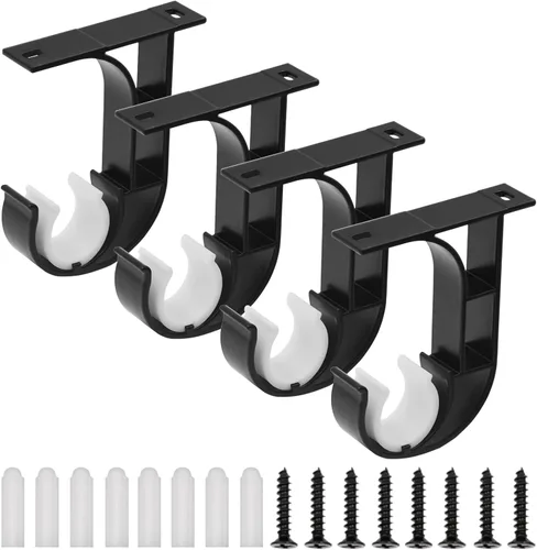 Paquete de 4 soportes para barra de cortina de techo, soportes resistentes para cortineros, ganchos para barra de cortina de techo, soportes para
