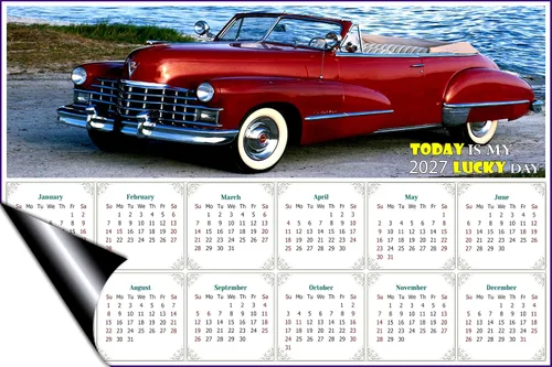 Miniatura 2 de Calendario magnético 2025 – Imanes de calendario – Today is my Lucky Day – Resistente a la decoloración, desgarros y agua – Edición Cars #44