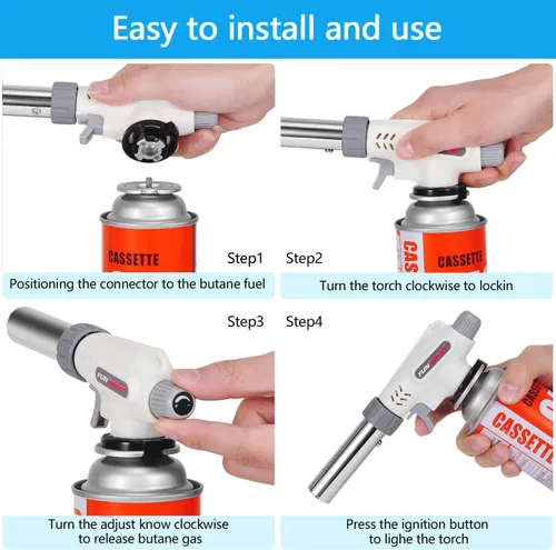 Miniatura 4 de FunOwlet, Soplete de Butano para Cocina, Sopletes Culinarios Cabezal Profesional Chef Cocina Llama Ajustable Para Sous Vide, Crème Brûlée, Horneado
