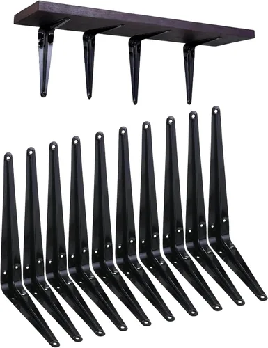 HEART ART Paquete de 10 soportes de estante de 10 pulgadas, soportes de estante resistentes, soportes flotantes en L, soportes de estante de metal