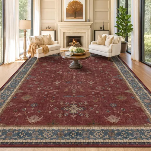 Miniatura 247 de Alfombra Boho Negra para Sala de Estar - Alfombra de Área Lavable de 10x14 Pies, Alfombras de Comedor para Debajo de la Mesa, Alfombra Suave de Pelo