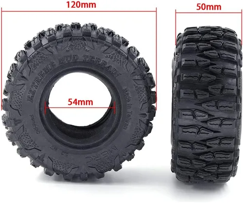 Miniatura 5 de Neumáticos de goma OD de 4.724 in y llantas de metal Beadlock de 2.2 pulgadas para 1/10 RC Rock Crawler Car Axial SCX10 RR10 Wraith 90056 Traxxas