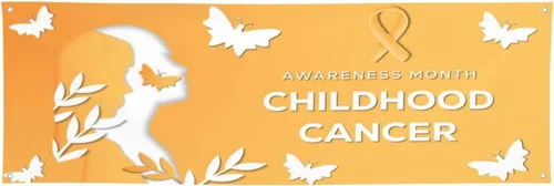 Miniatura 11 de Cartel del mes de concientización sobre el cáncer infantil de 24 x 71 pulgadas, decoraciones para porche, patio, tapiz de fondo, suministros de Negro