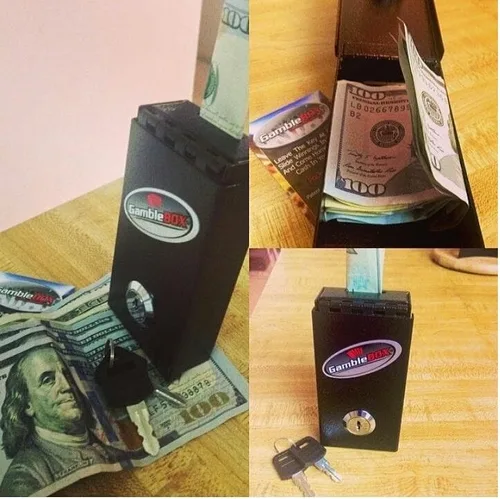 Miniatura 2 de Caja tamaño bolsillo de metal para juegos de azar, casino, caja de dinero en efectivo para apostadores que detiene el adictivo impulso de volver a