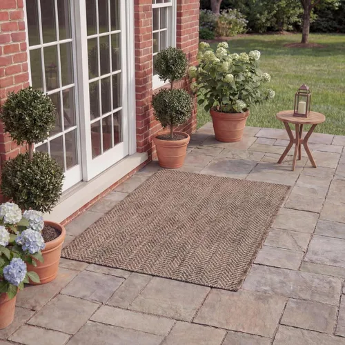 Miniatura 55 de SAFAVIEH Alfombra Lavable para Exteriores Colección Courtyard - Pasillo de 2'3" x 6'7", Azul Marino y Gris, No Desprende Pelusa y Fácil Limpieza