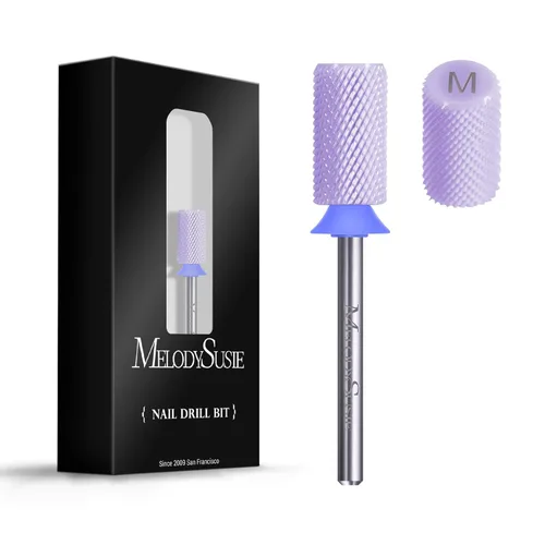 Miniatura 15 de MelodySusie Brocas de cerámica para uñas, 3/32 pulgadas, chaflán superior plana, puntas de barril grandes, eliminación rápida de acrílico o gel Rosa