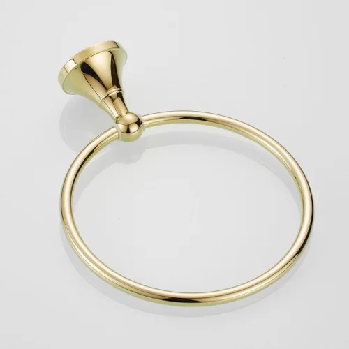 Miniatura 5 de KLKCMS Toallero de baño montado en la pared Toallero de latón dorado para hotel 3 tipos seleccionados, dorado, anillo