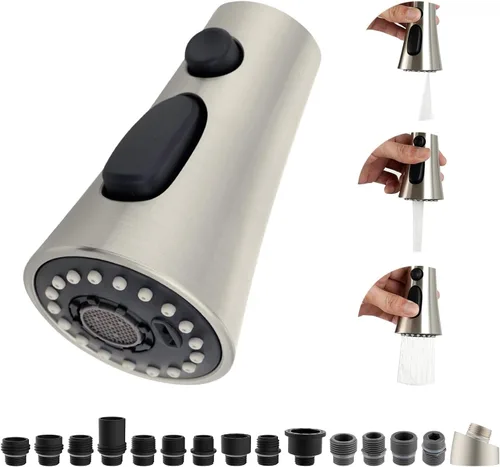 Miniatura 11 de Hibbent Reemplazo del cabezal del grifo de cocina, boquilla de pulverización de 3 funciones del cabezal del grifo de cocina con 9 adaptadores