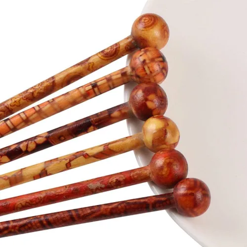 Miniatura 2 de 6 palillos de madera para el cabello, palillos japoneses para el cabello para mujer, hechos a mano, 5.1 in