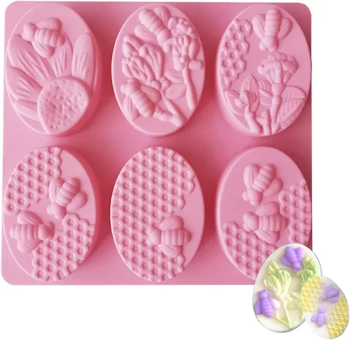 Miniatura 5 de 2 moldes de jabón de silicona de abeja, moldes de panal para hacer dulces de gelatina de chocolate