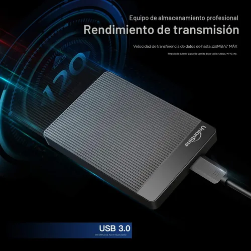 Miniatura 3 de UnionSine - Disco duro externo portátil ultradelgado HDD-USB 3.0 de 500 GB para PC, Mac, Laptop, PS4, Xbox One, Xbox 360 - (Negro)