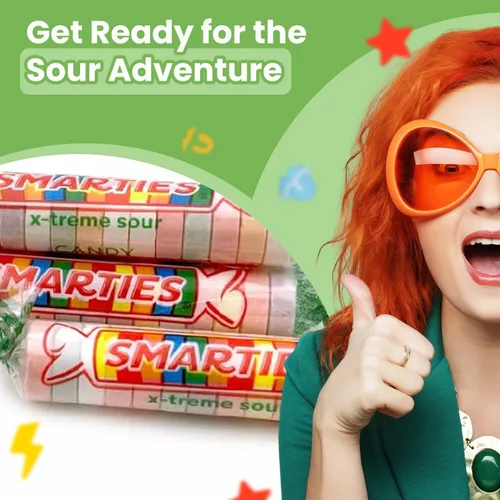 Miniatura 4 de Smarties X-treme Sour Candies - Caramelos agrios sin gluten, sin maní, sin lácteos, perfectos para fiestas, mezclas de dulces y Halloween, dulces a