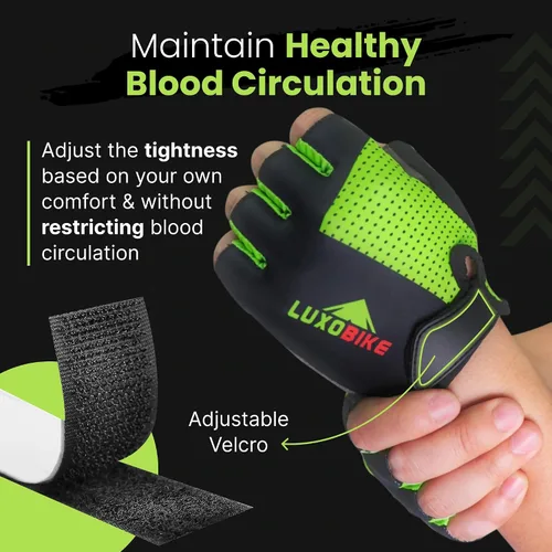Miniatura 7 de Guantes de ciclismo, guantes de bicicleta de montaña, guantes de bicicleta Antideslizante, absorción de golpes, acolchado, transpirable, medio dedo