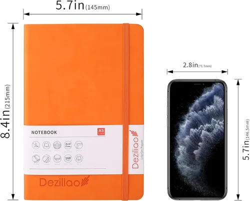 Miniatura 6 de Cuaderno de tapa dura de 160 páginas, cuadernos a rayas para el trabajo, papel grueso prémium de 100 GSM, con bolsillo, tamaño mediano de 5.7 x 8.4