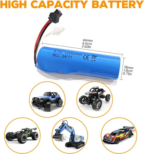 Miniatura 3 de Batería de litio de 3.7 V 1200 mAh para DE45 DE42 DE58 DE49 DE57 DE70 coche de control remoto 1:14 vehículo todoterreno tracción en las cuatro