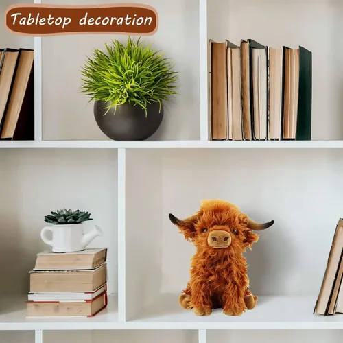 Miniatura 6 de Animales de Peluche Vacas de las Tierras Altas Cosas Lindas Muñecos de Ganado Esponjosos Juguetes Figura Esqueleto Almohadas Regalos de Cumpleaños