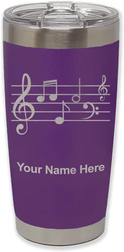 Miniatura 14 de LaserGram Vaso aislado al vacío de 20 onzas, personal de música, grabado personalizado incluido (negro)