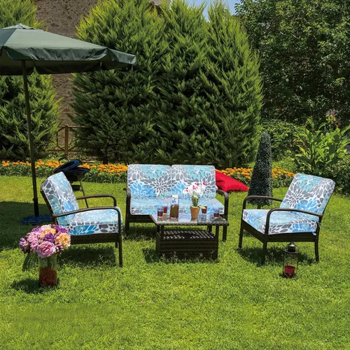Miniatura 7 de JMGBird Juego de cojines para sillas de exterior, cojines de asiento resistentes al agua de 22 x 22 pulgadas con lazos, cojines de exterior