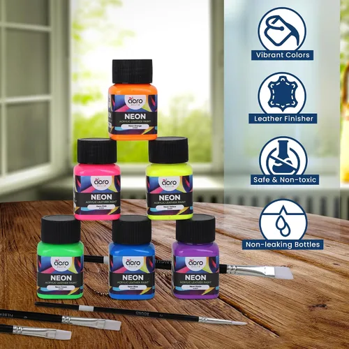 Miniatura 2 de Pintura acrílica para cuero para zapatos, kit de pintura de cuero de 6 colores con 5 pinceles de pintura (desmaquillante y acabado no incluidos)