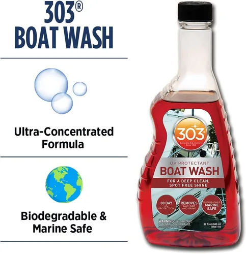 Miniatura 2 de 303 Products Marine Boat Wash con protector UV, para una limpieza profunda, brillo sin manchas, protección UV de 30 días, elimina la sal