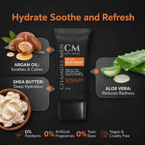 Miniatura 3 de Hidratante facial para hombre, antienvejecimiento, para después del afeitado, crema facial y loción para después del afeitado con argán, karité
