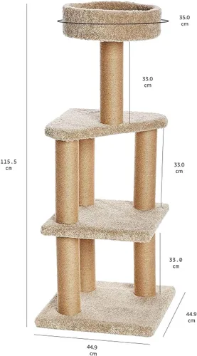 Miniatura 8 de Amazon Basics Torre de actividades de escalada para interiores con postes rascadores, grande, 17.7 x 45.9 pulgadas, beige