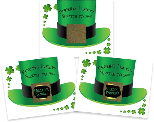 Miniatura 13 de My Scratch Offs Paquete de 26 tarjetas para raspar del día de San Patricio, trébol de los días de San Patricio, para tarjetas de bingo, recuerdos