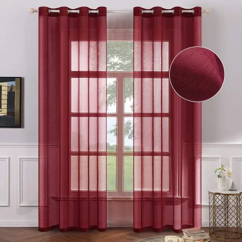 Miniatura 21 de MIULEE - Cortinas transparentes para ventana (2 paneles). Cortinas elegantes., Poliéster & Mezcla de poliéster, Blanco