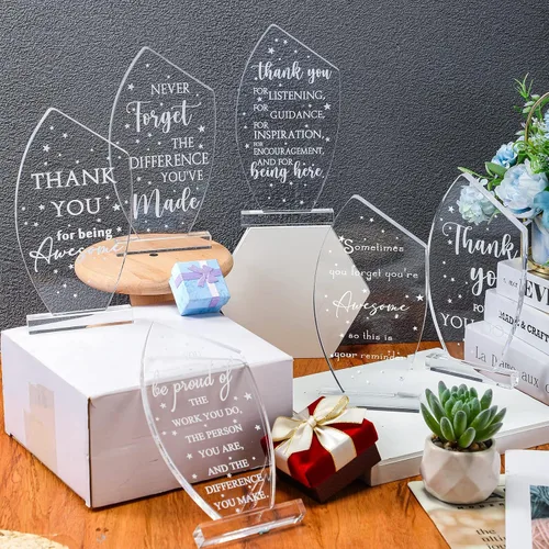 Miniatura 4 de Geelin 6 piezas de regalo de agradecimiento a los empleados, regalos de agradecimiento de acrílico, placa inspiradora, recuerdo para compañeros