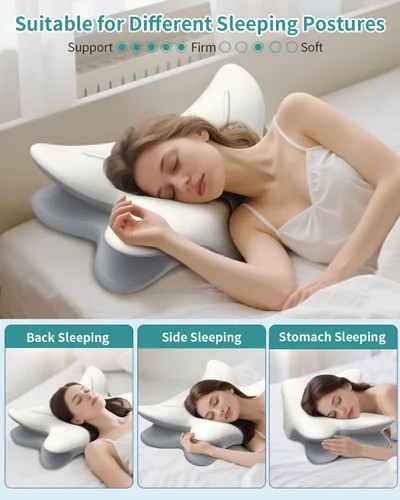 Miniatura 6 de Almohada Cervical para Alivio del Dolor de Cuello, Almohada Ergonómica para Dormir de Lado, Almohadas Ortopédicas de Espuma Viscoelástica