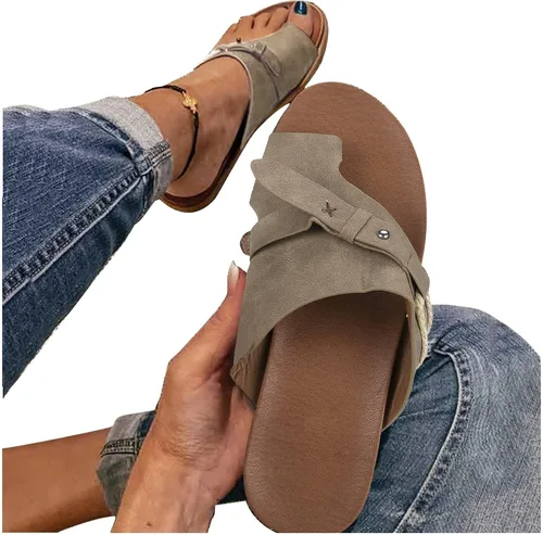 Miniatura 3 de Sandalias ortopédicas para mujer, pantuflas para caminar con soporte de arco, sandalias casuales antideslizantes A4# Caqui