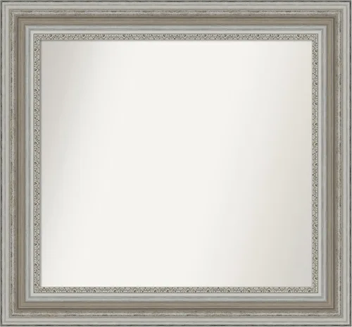 Miniatura 263 de Amanti Art Espejo de baño plateado para sobre el fregadero, 26 x 26 pulgadas, espejo cuadrado de plata antigua, marco de madera tradicional mediano