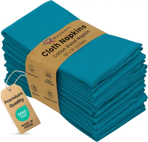 Miniatura 27 de Ruvanti - Juego de 4 servilletas de tela de 45x45 centímetros, lavables, suaves, duraderas, absorbentes, mezcla de algodón. Servilletas de mesa