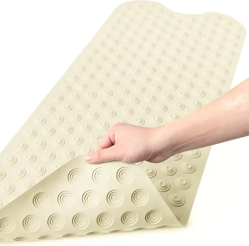 Bligli Tapete para bañera antideslizante sin ventosas, 39 x 16 pulgadas, extra largo, para ducha, baño, lavable a máquina, de goma natural (39 x 16