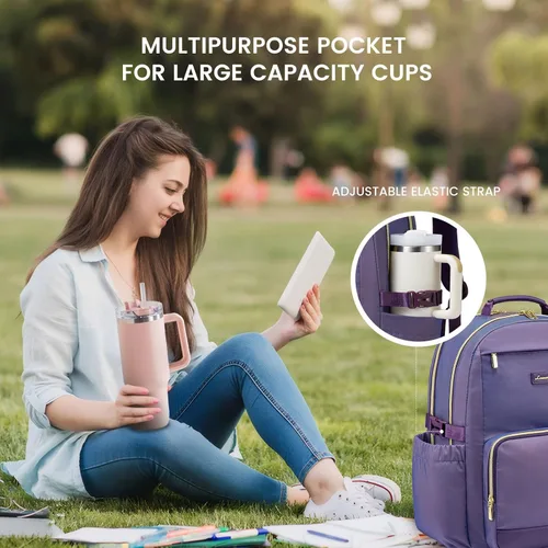 Miniatura 47 de LOVEVOOK Mochila para laptop para mujer, 15,6 pulg. Beige - Negro - Castaño