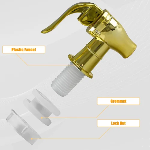Miniatura 5 de Biaungdo 2 piezas de espita de repuesto para dispensador de bebidas, dispensador de bebidas estilo empuje dorado, grifo de repuesto para dispensador