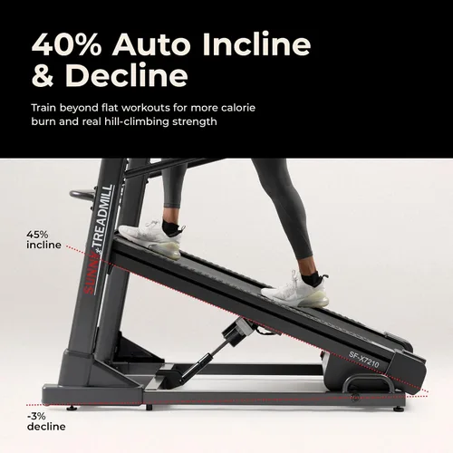 Miniatura 2 de Sunny Health & Fitness Auto Incline Decline Treadmill for Home with Smart Connectivity and Interactive Console, Smooth and Quiet Motor with Cushion