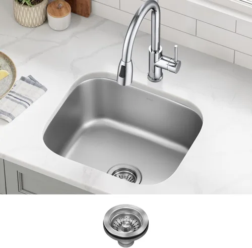 Miniatura 2 de Kraus KBU11 - Fregadero de cocina de acero inoxidable de 19 3/4 pulgadas, fregadero de cocina duradero de calibre 18 de un solo tazón